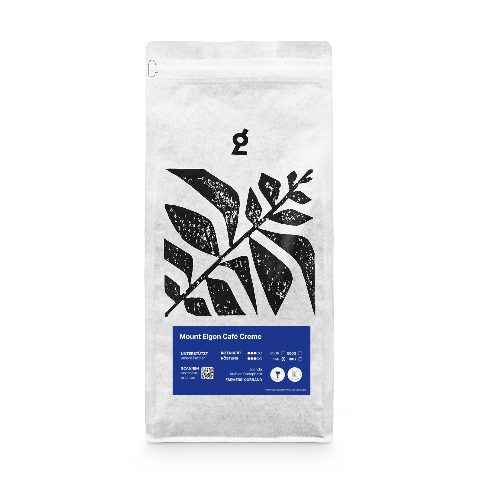 Mount Elgon Café Crème Sortengold — Kaffeeverpackung 250g Uganda Espresso-Röstung